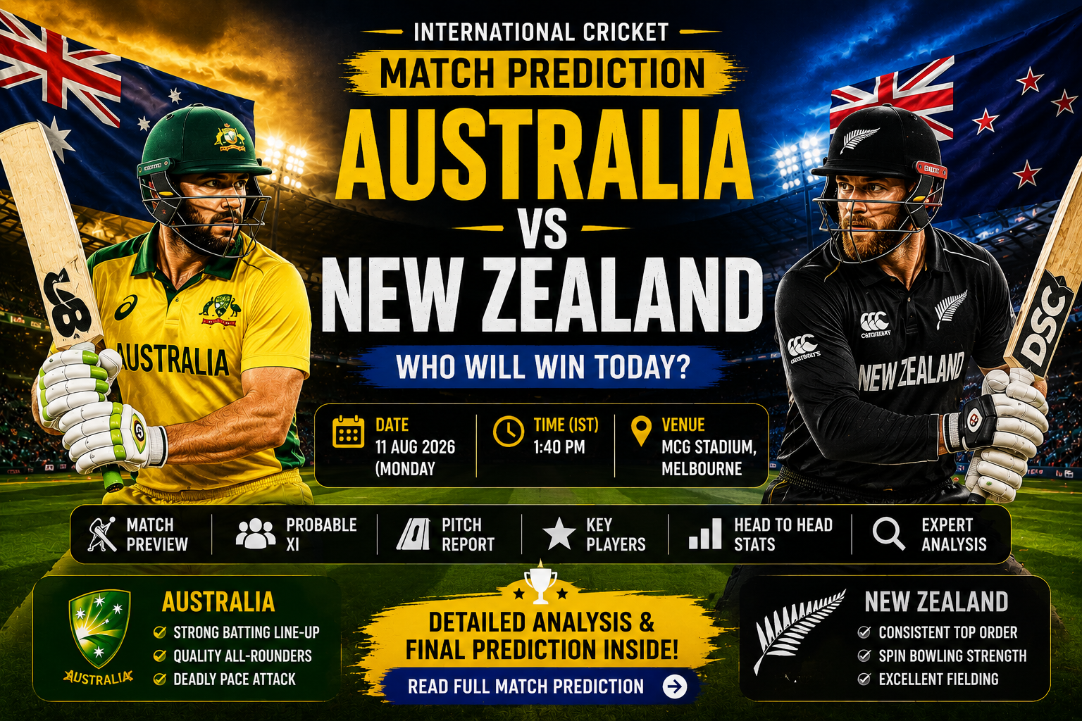 Australia vs New Zealand Match Prediction
