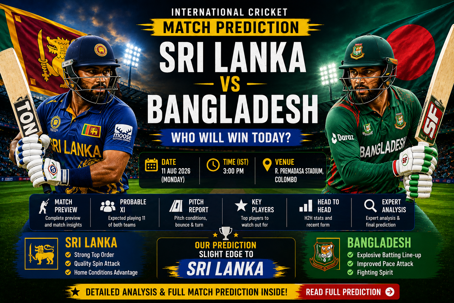 Sri Lanka vs Bangladesh Match Prediction
